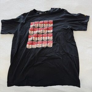 Uniqlo Black Short Sleeve T-Shirt with Red & White Campbell's Soup Can Graphic